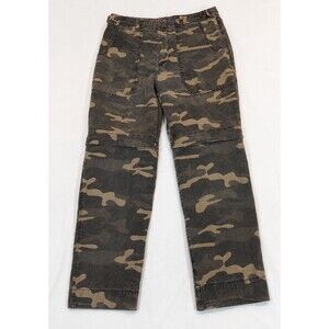 Y2K Camo Pants Mens 36x28 Baggy Zip Off Convertible Wide Leg Utility Grunge